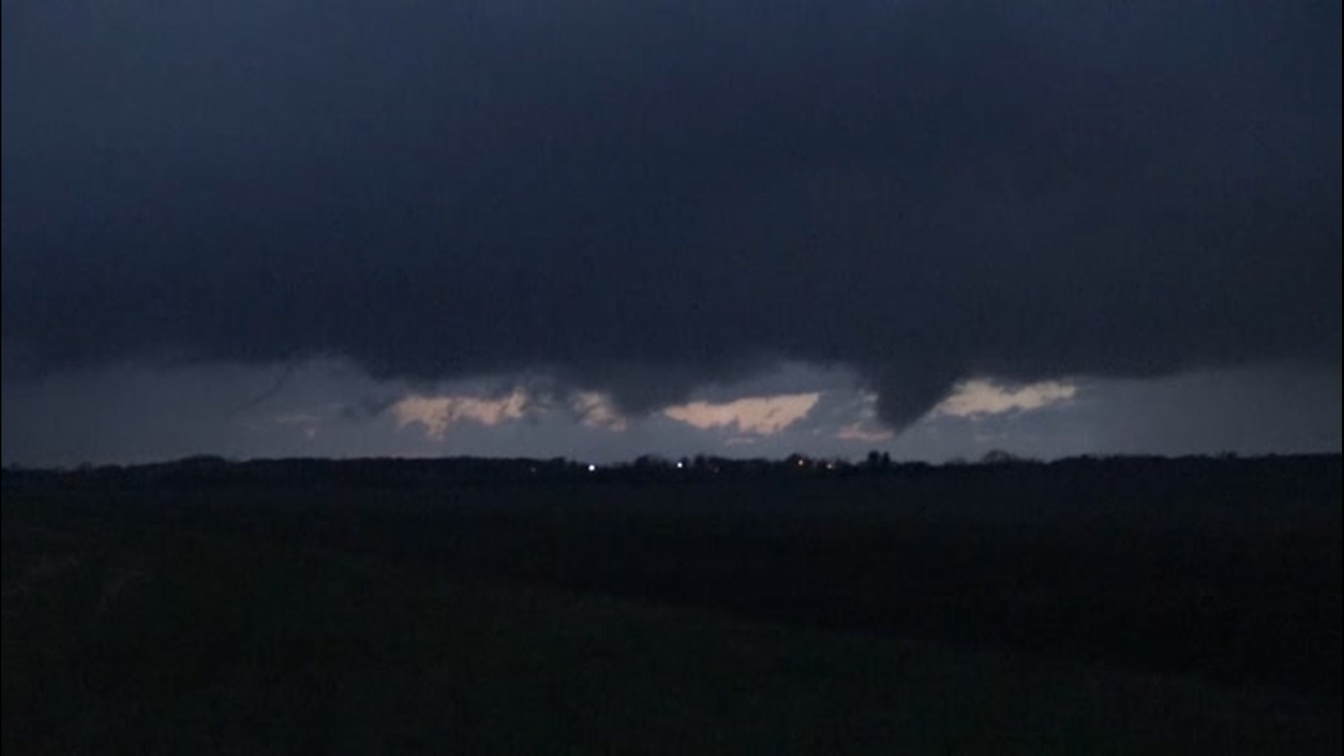Blake Naftel was near Woodhull, Illinois, on March 28 when funnel clouds started appearing in the sky. At one point two were spotted at the same time.