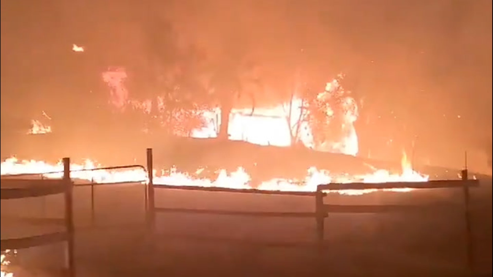 This scary video shows the Glass Fire dangerously close to this road in Santa Rosa, California, in the early morning of Sept. 28.