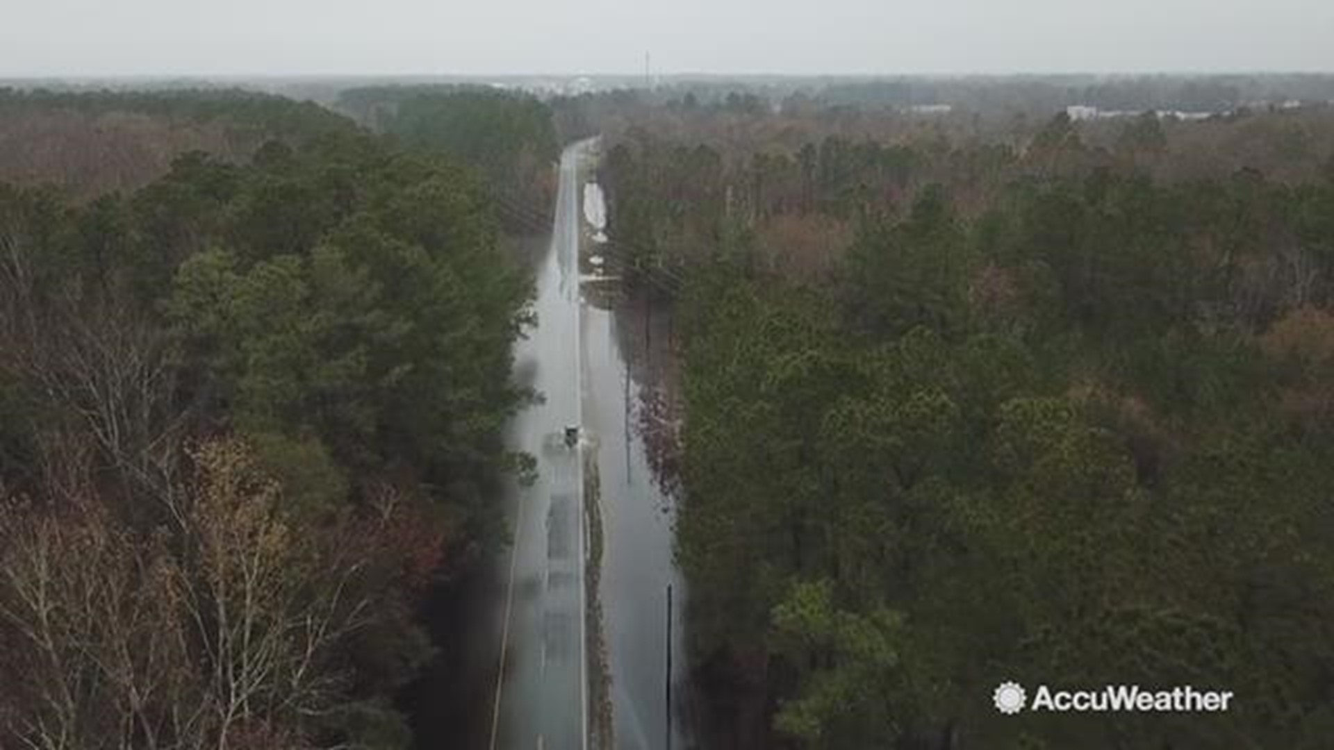 The Lumber River in Lumberton, North Carolina is already at flood stage with surrounding roads underwater. The flooding is expected to get worse with more rain on the way.