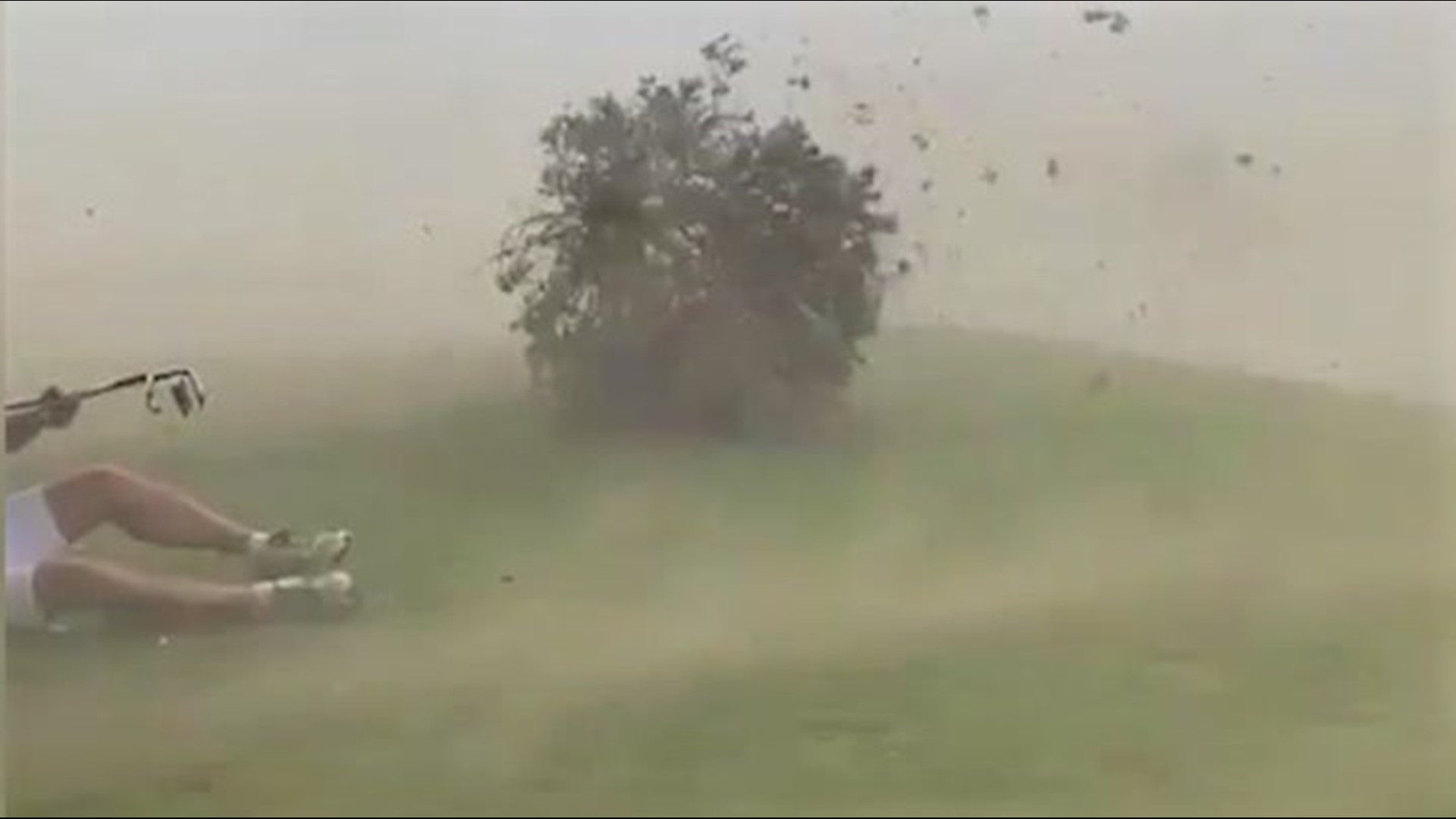 A couple of guys were just enjoying a day out on the golf course at The Els Club in Dubai, United Arab Emirates, on May 24, when they were hit with crosswinds.
