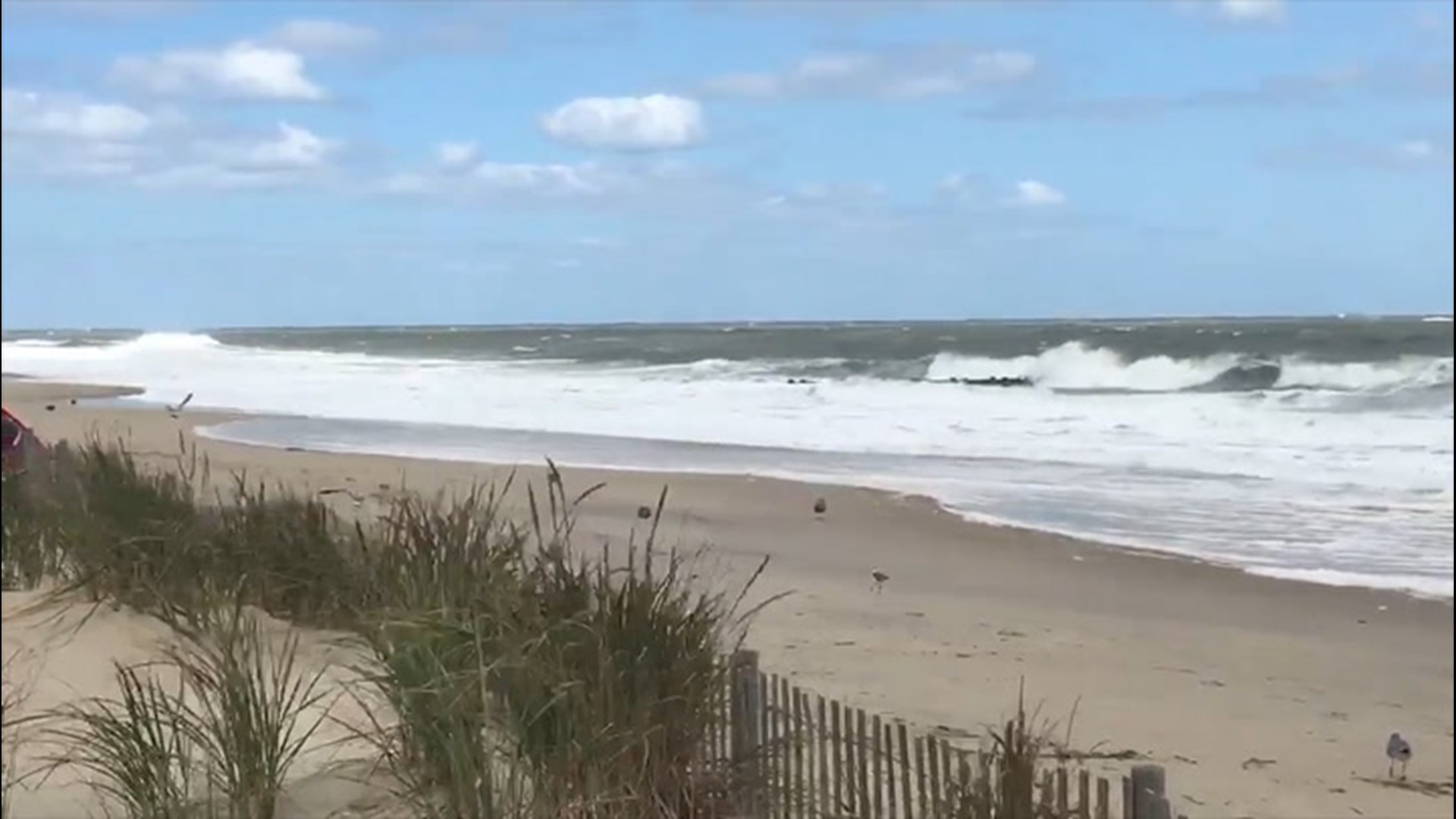 In Rohoboth, Delaware, the ocean was rough and choppy on Sept. 21, thanks to Hurricane Teddy looming offshore.