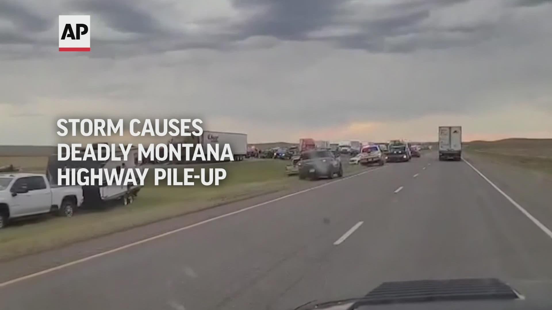 Authorities say six people have died after a pileup Friday evening on Interstate 90 in Montana.
