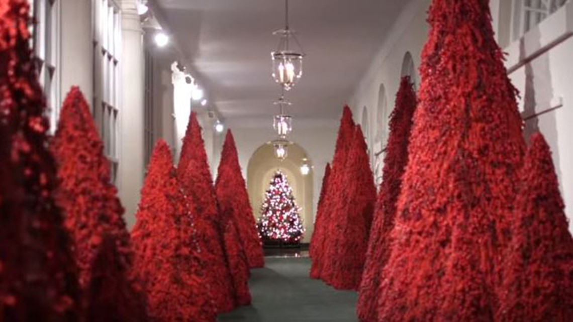 Melania Trump's red Christmas trees have Twitter crying 'Handmaid's
