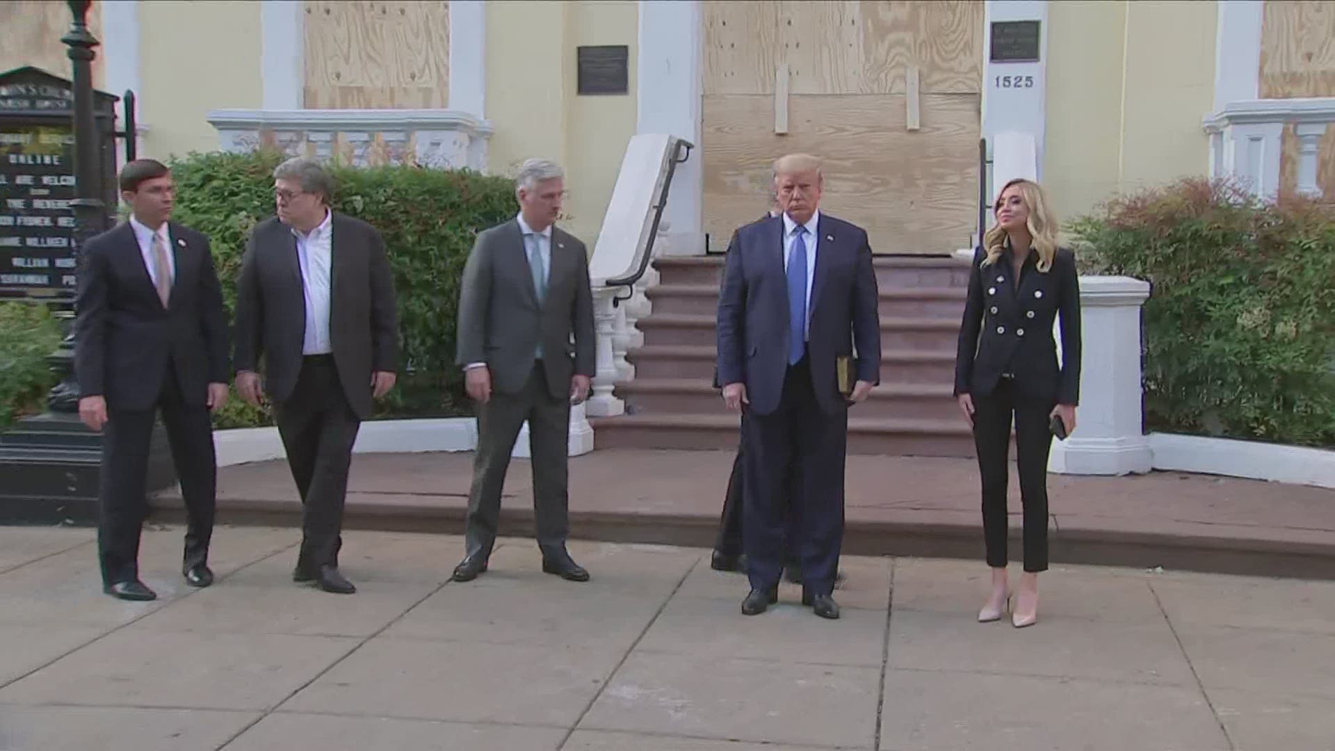 Trump visited the 200-year-old church near the White House that was set on fire as demonstrators clashed with police over the weekend.