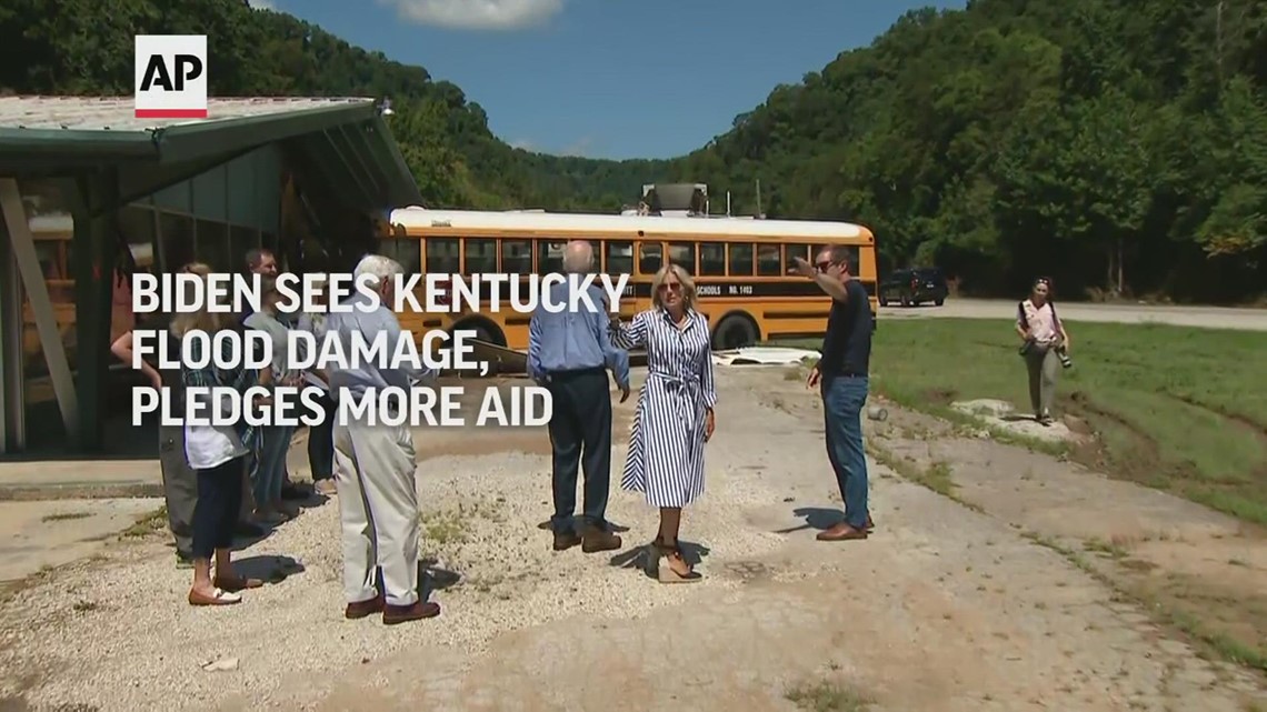 President Biden tours Kentucky flood damage, pledges more aid