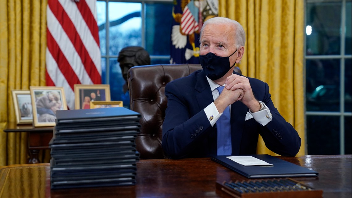 President Joe Biden At Work In The White House On His First Day | Wltx.com