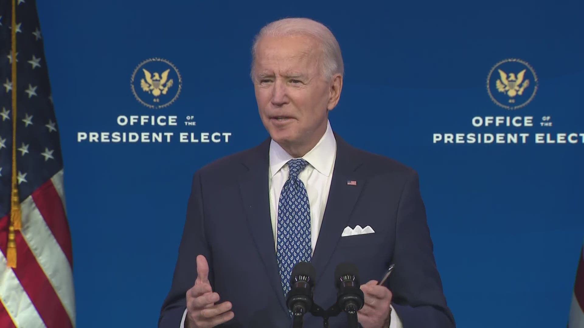 President-elect Joe Biden says his coronavirus relief plan will include another stimulus payment.