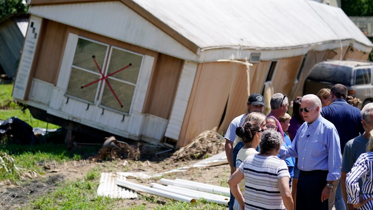 Biden surveys flood damage in Kentucky, pledges more US help