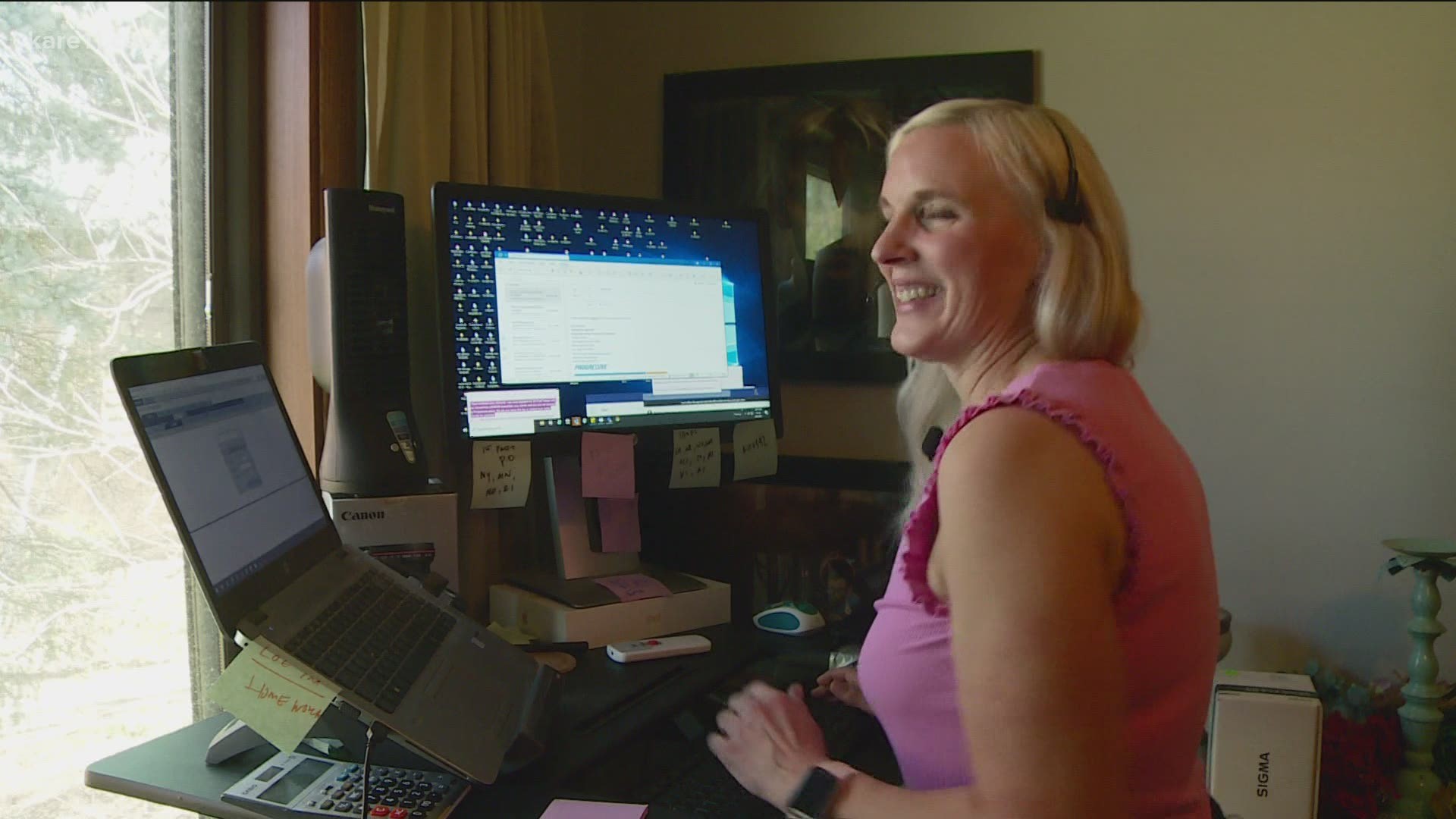 Lisa Erickson averages between 17 and 20 miles a day without leaving her desk.