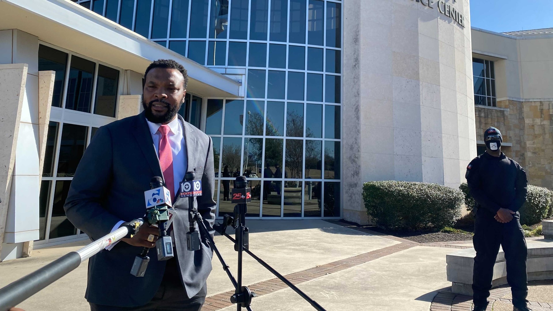 Lee Merritt, Warren and his family's attorney, is holding a press conference concerning the killing of Warren by a Killeen police officer.