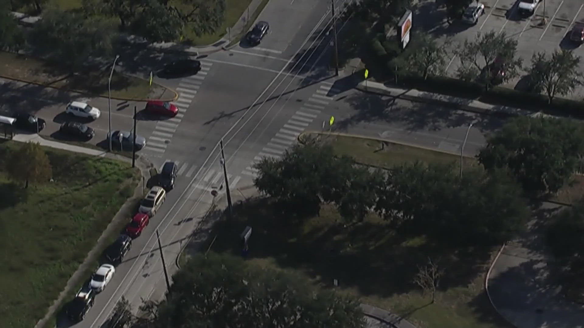 Houston police said a grandmother was pushing her grandson in a stroller when they were hit by a truck in a crosswalk on Fuqua Street.