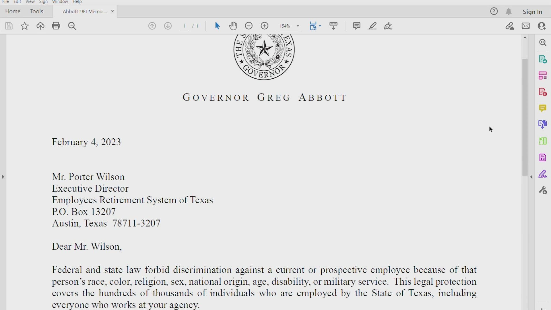 Gov. Greg Abbott’s chief of staff told agency leaders that using DEI policies violates federal and state employment laws.