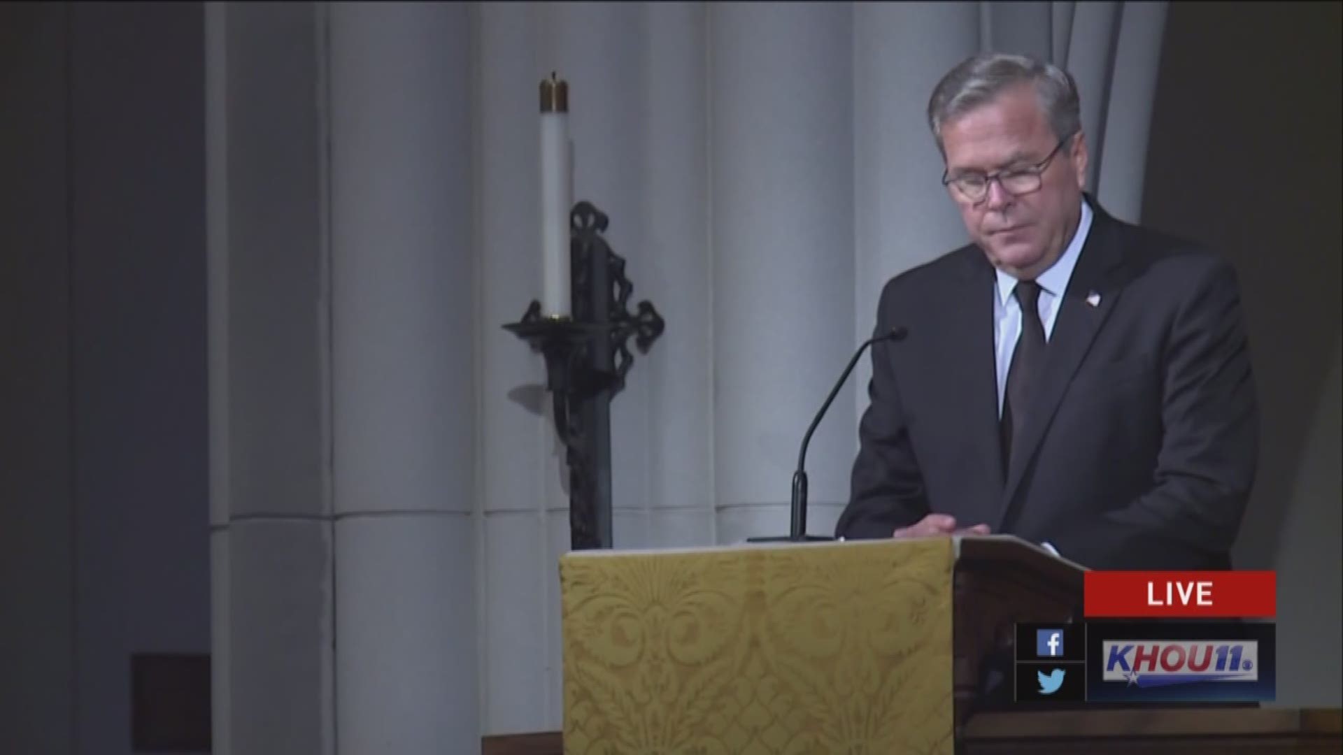 Presidential historian Jon Meacham, a long-time friend of Barbara Bush, Susan Baker, and son Jeb Bush deliver eulogies about the former First Lady during her funeral service at St. Martin's Church.