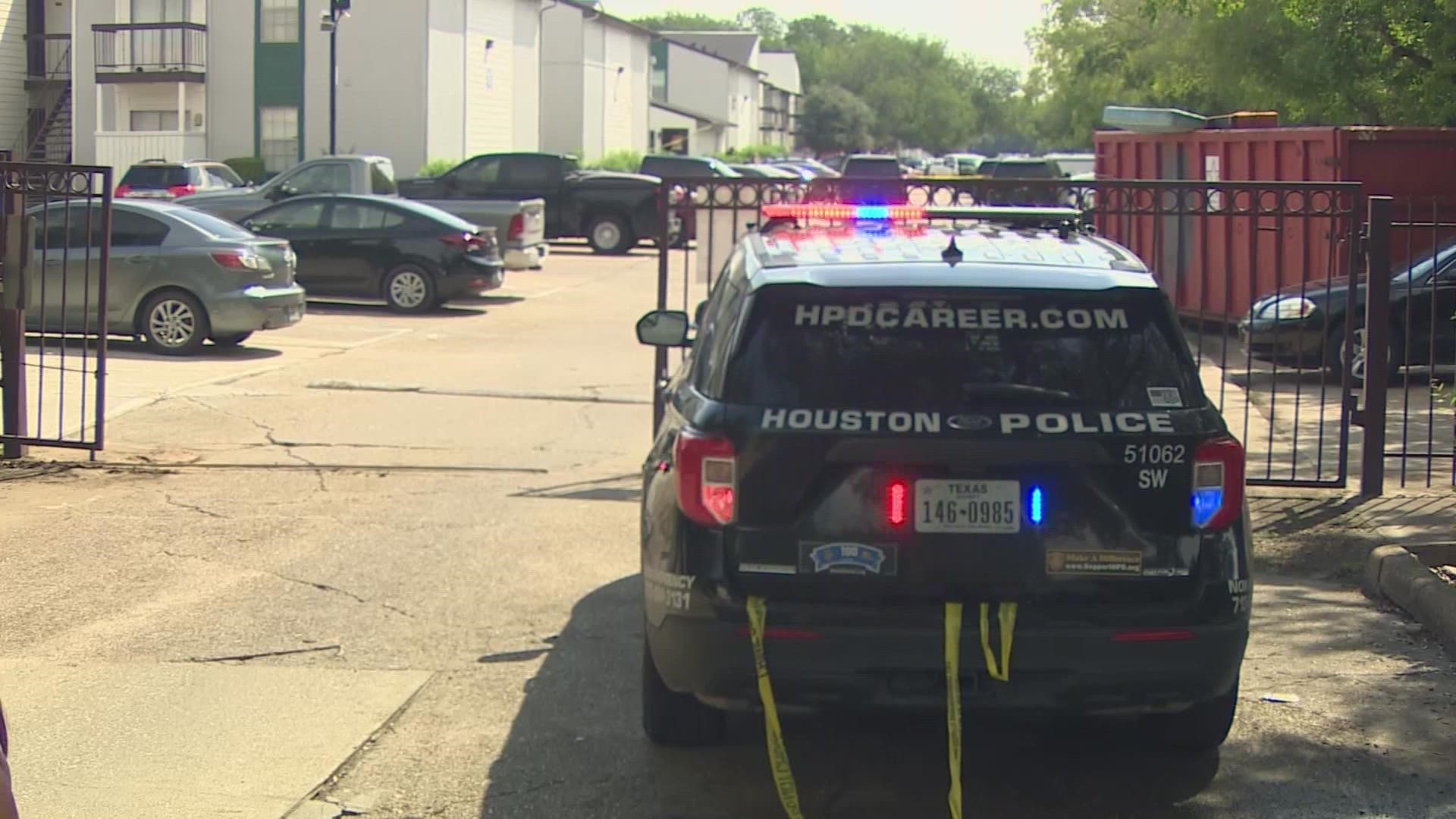 A man is dead after being shot by U.S. Marshals task force members at an apartment complex in southwest Houston Friday morning, according to HPD.