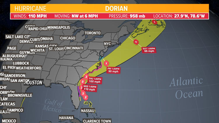 Hurricane Dorian Forecast Track Spaghetti Models For East Coast