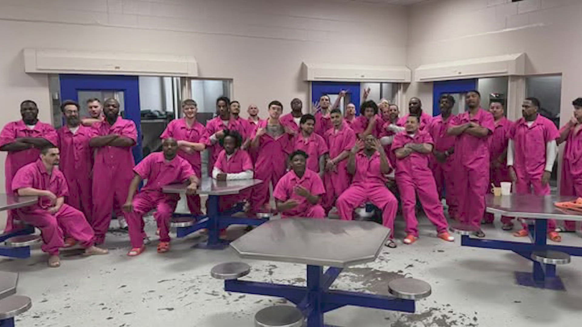 The Galveston County Sheriff's Office explained why they're trading traditional green uniforms for "safety pink jumpsuits."
