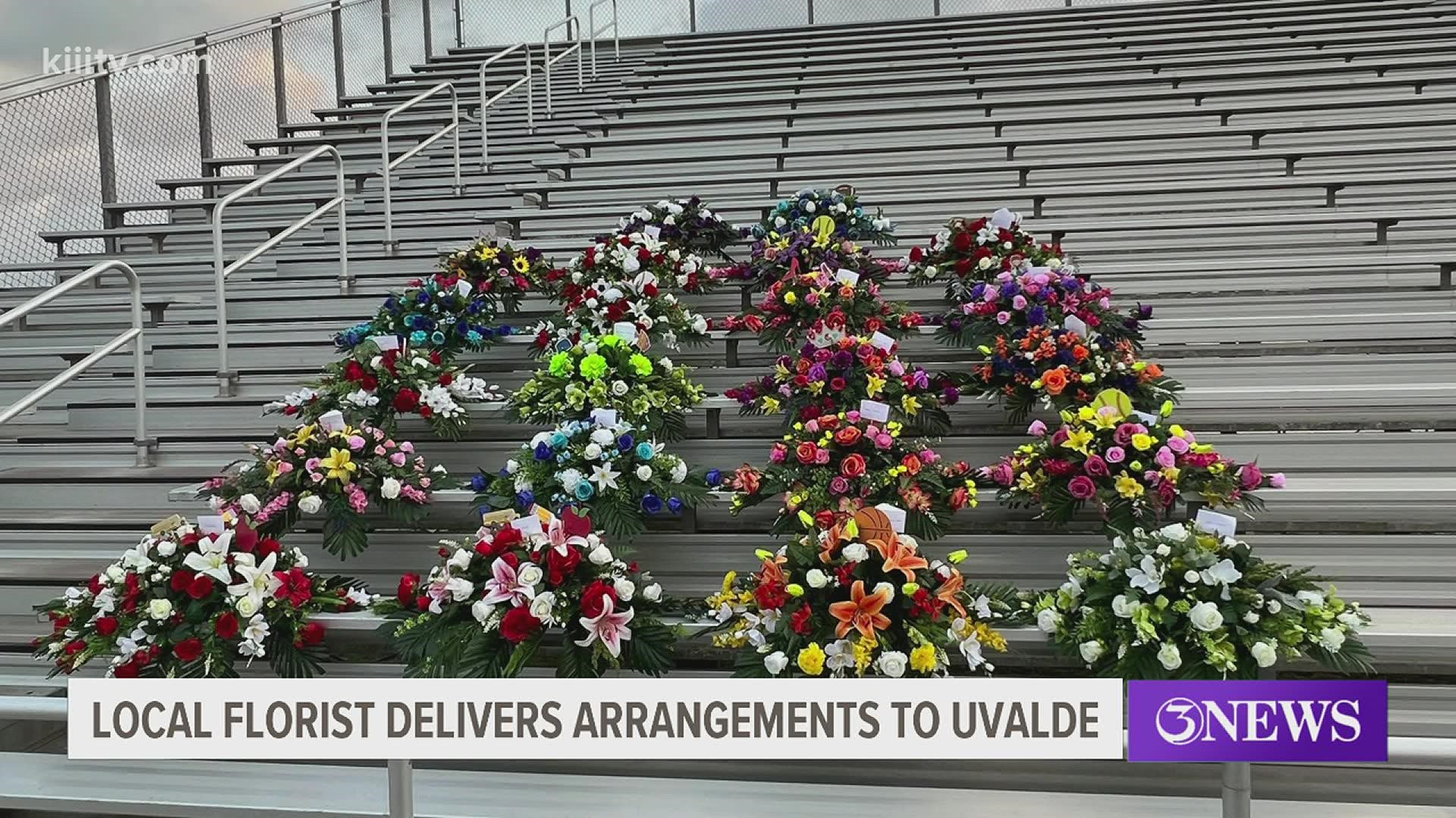 "We were able to make all 21 casket sprays an then additional one for the teachers husband who had a heart attack after, said Aaron Franco.