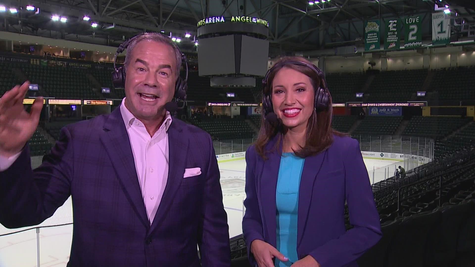 KING 5's Paul Silvi and Jessica Janner Castro talk about moment when fans take over singing National Anthem at Seattle Kraken game.