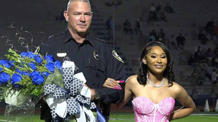 After helping her family get justice, officer escorts teenager during homecoming ceremony