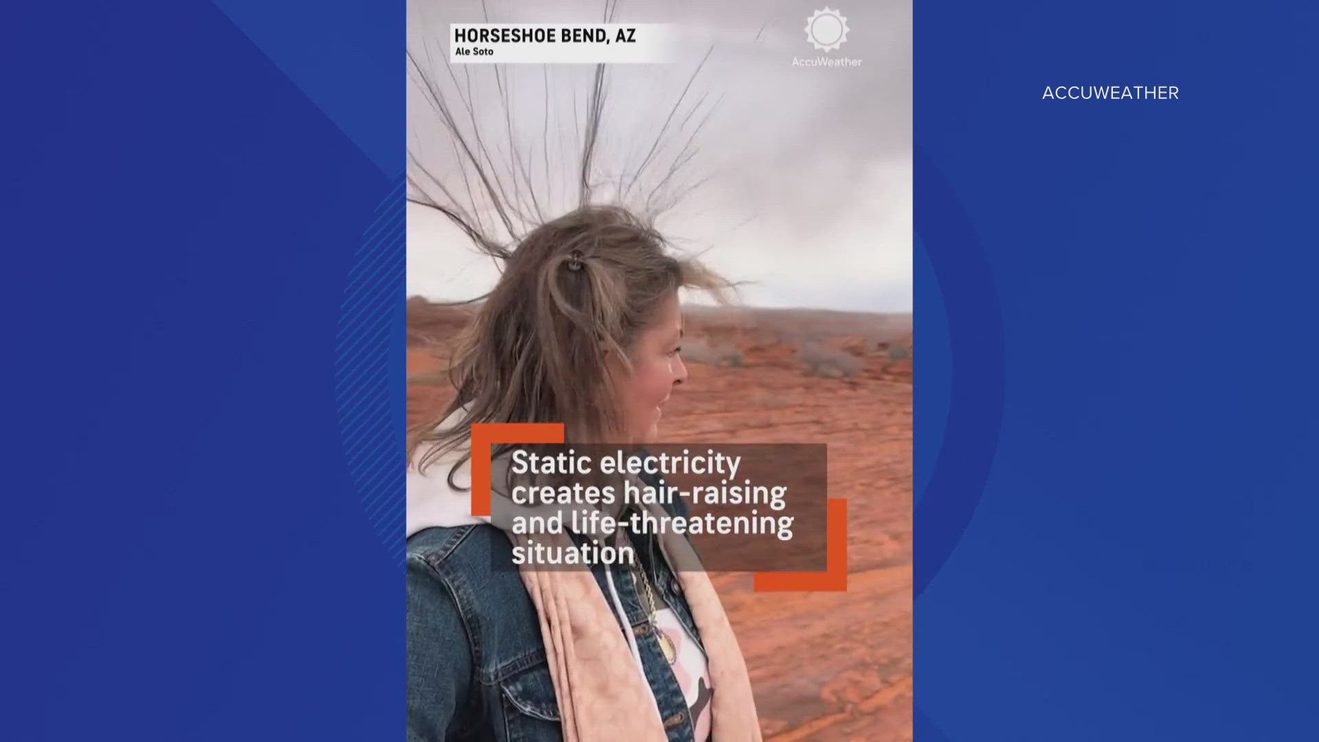 A video posted by AccuWeather shows two women in what meteorologists believe is a rare field of static charge that hits before a lightning strike.