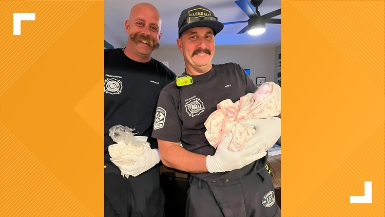 Help is on the way: Firefighters help an adorable baby girl into the world while out on the job