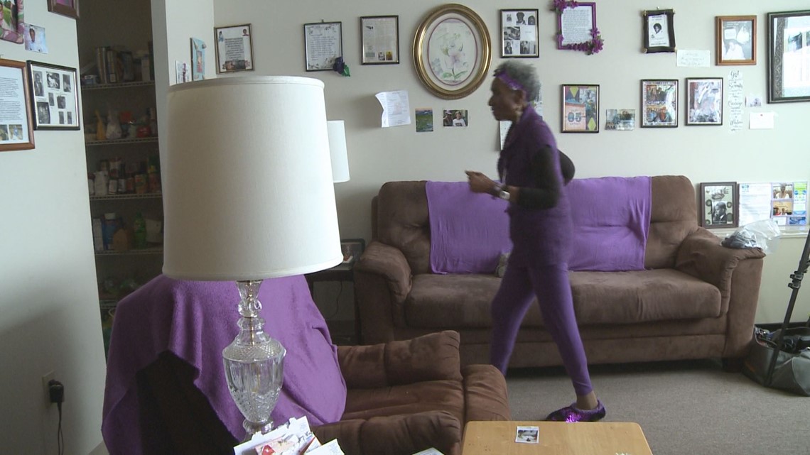 Lady Loses Weight Walking In Living Room