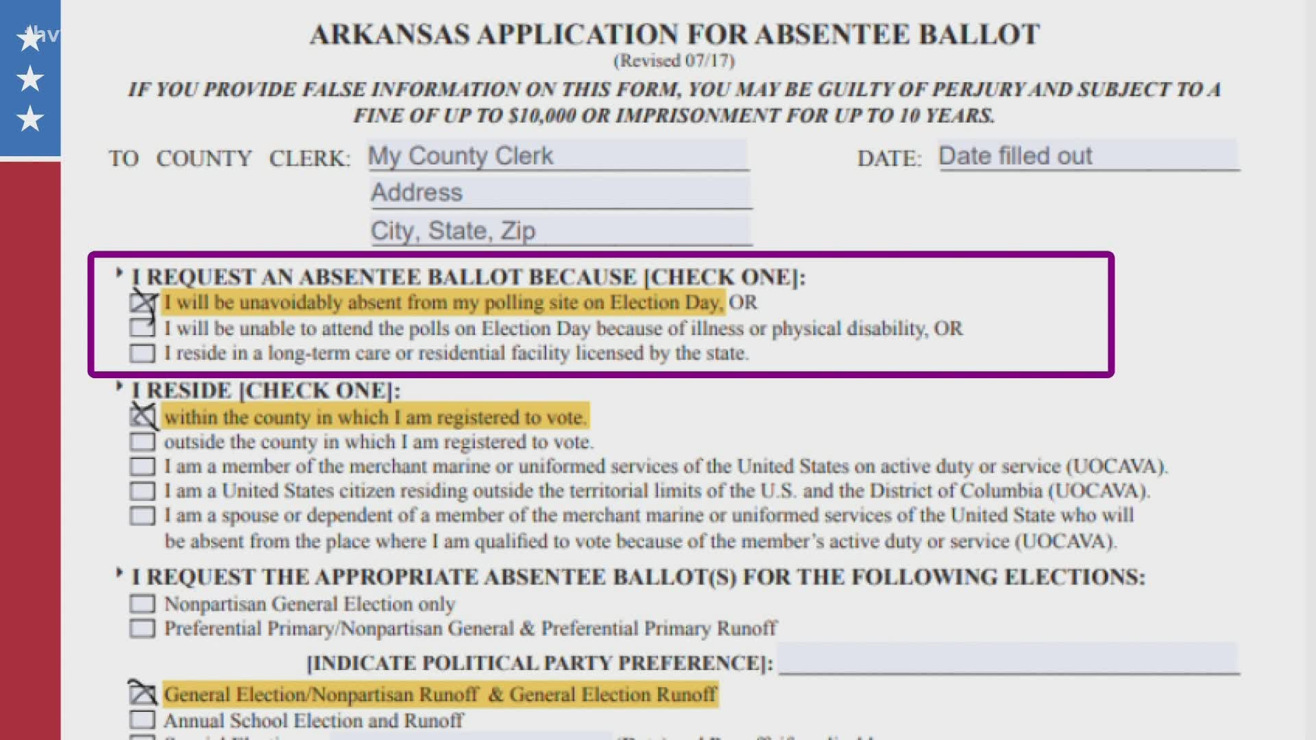 How to fill out an absentee ballot request form