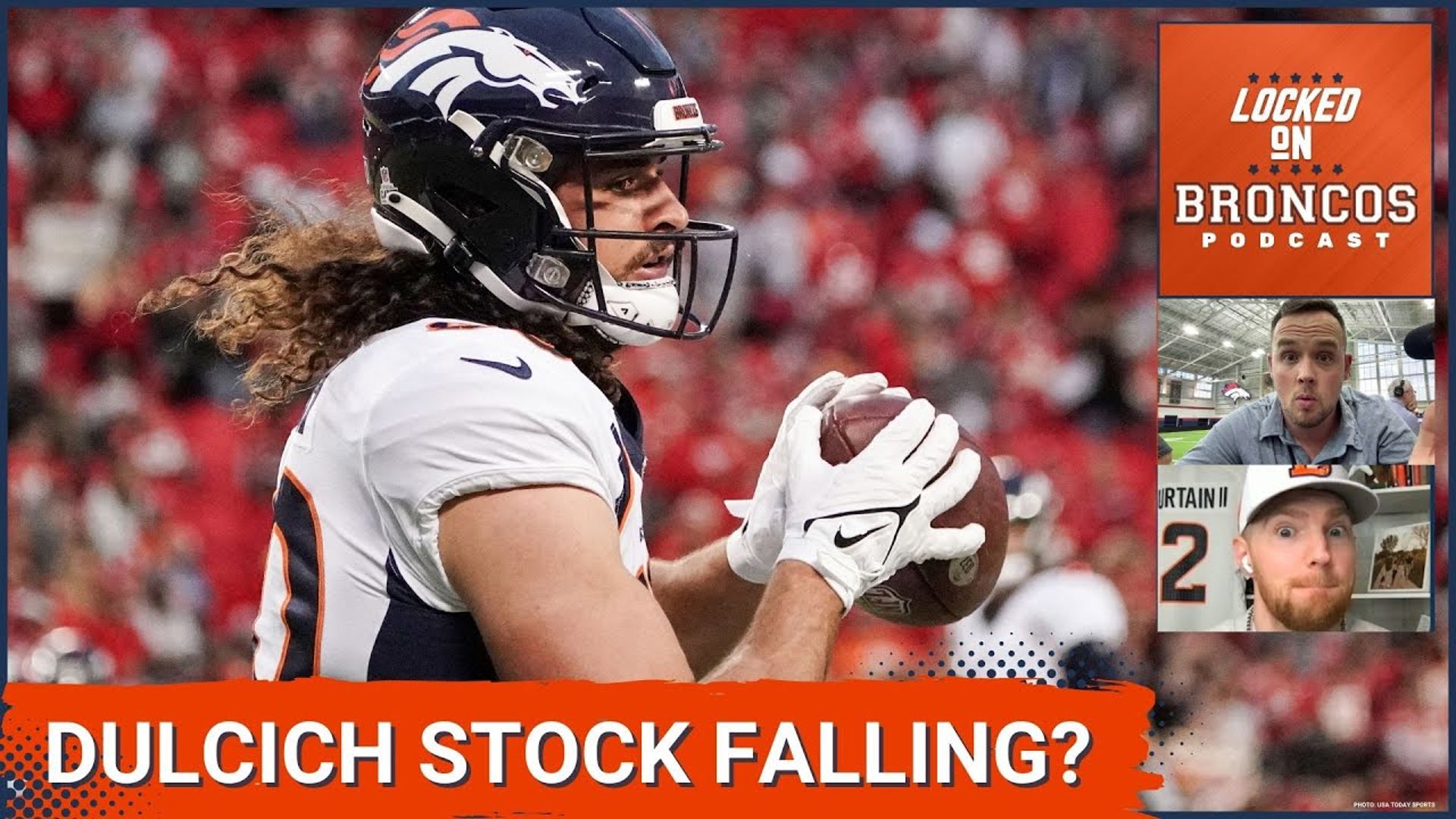 Why is Denver Broncos tight end Greg Dulcich and his stock falling after missing the team's offseason program?