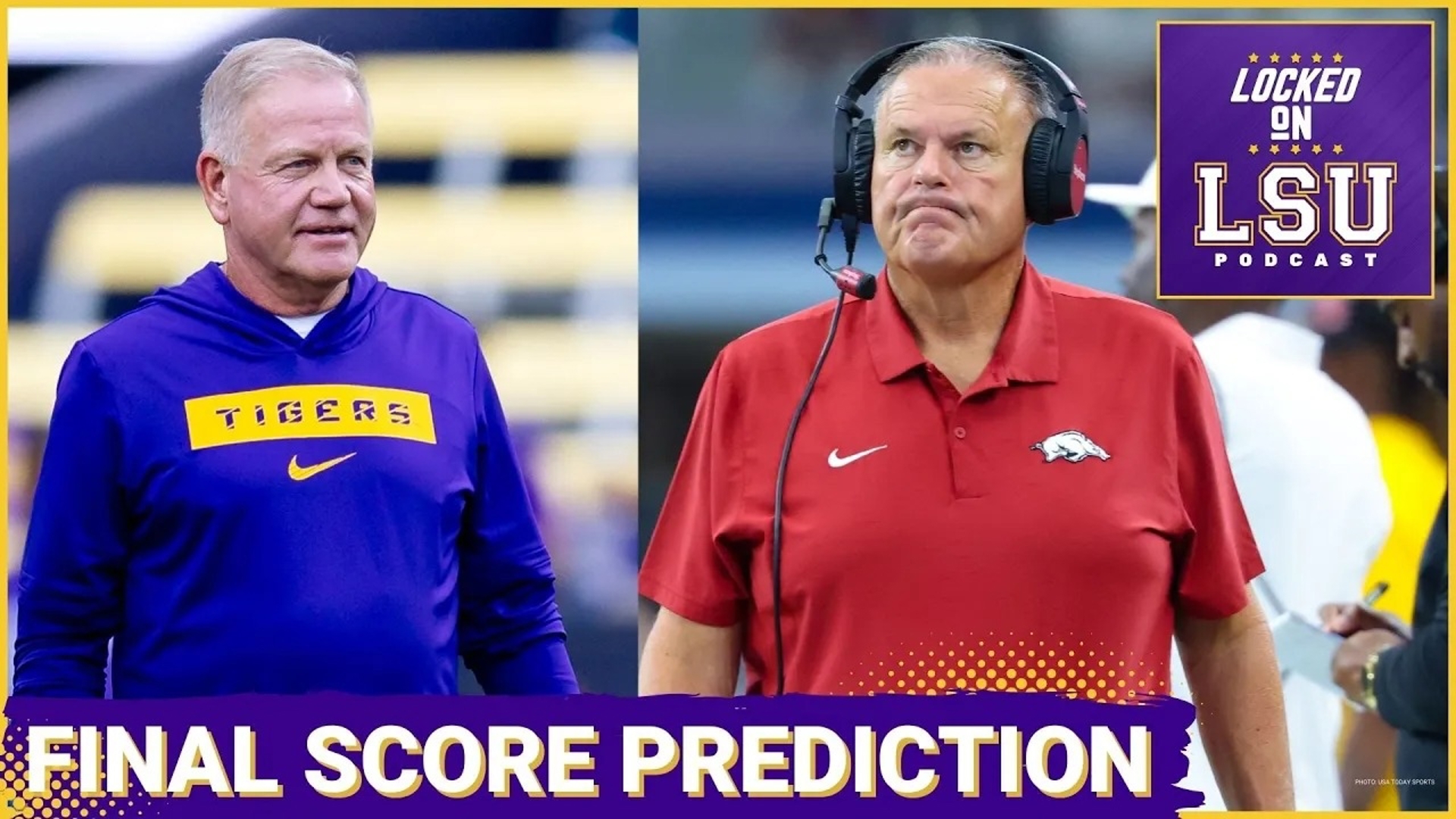 Prediction time! Matt Moscona gives his final score prediction for LSU at Arkansas. We also hear from Brian Kelly as he confirms an injury to a lineman.