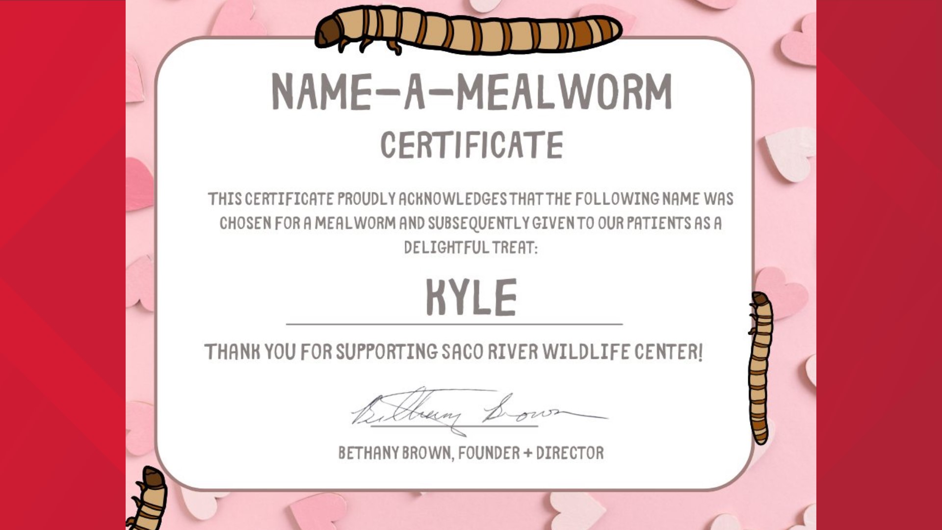 Valentine's Day donations, name a worm after your ex.