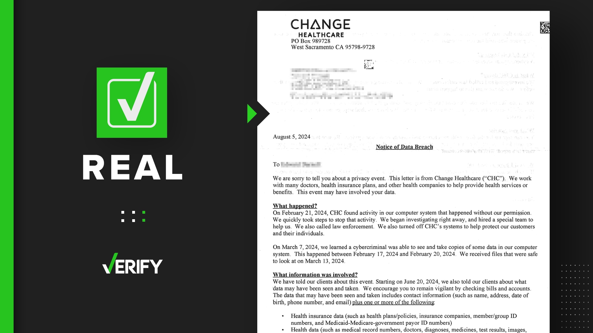 Yes, the Change Healthcare data breach letter is real