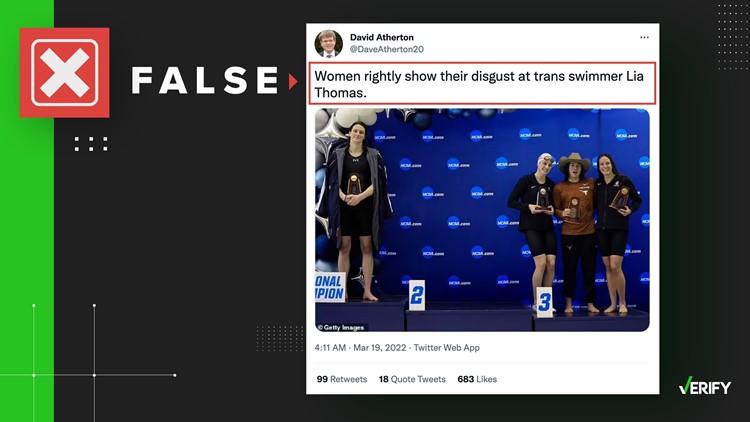 No, photo of NCAA women’s swimmers not a protest against transgender athlete