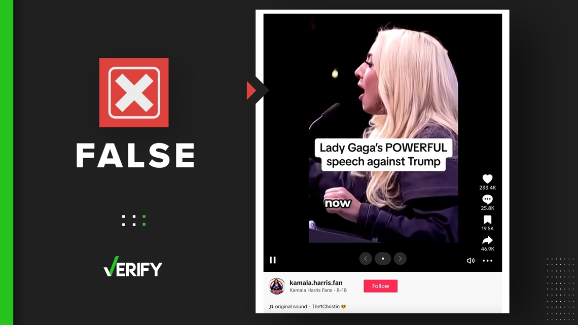 Lady Gaga didn’t slam Trump as TikTok audio suggests