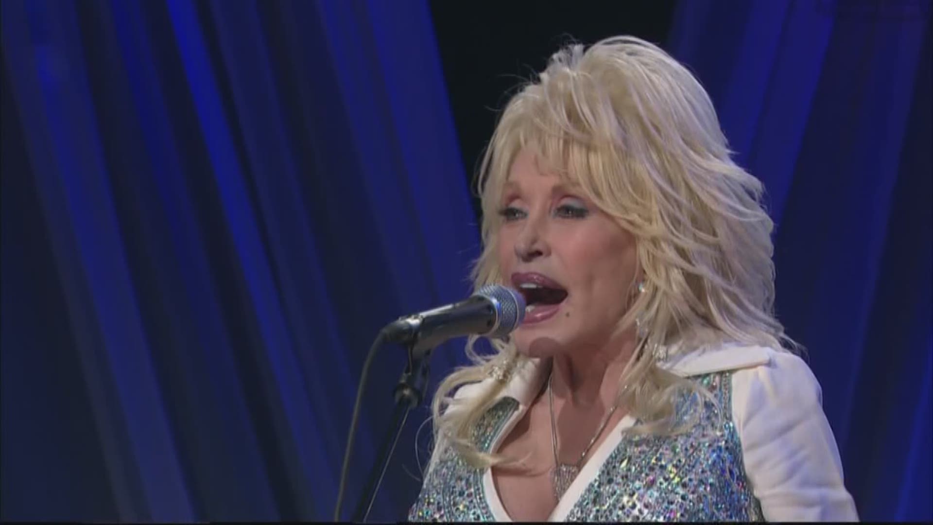 Dolly Parton performs on her Smoky Mountains Rise telethon to raise money for wildfire victims