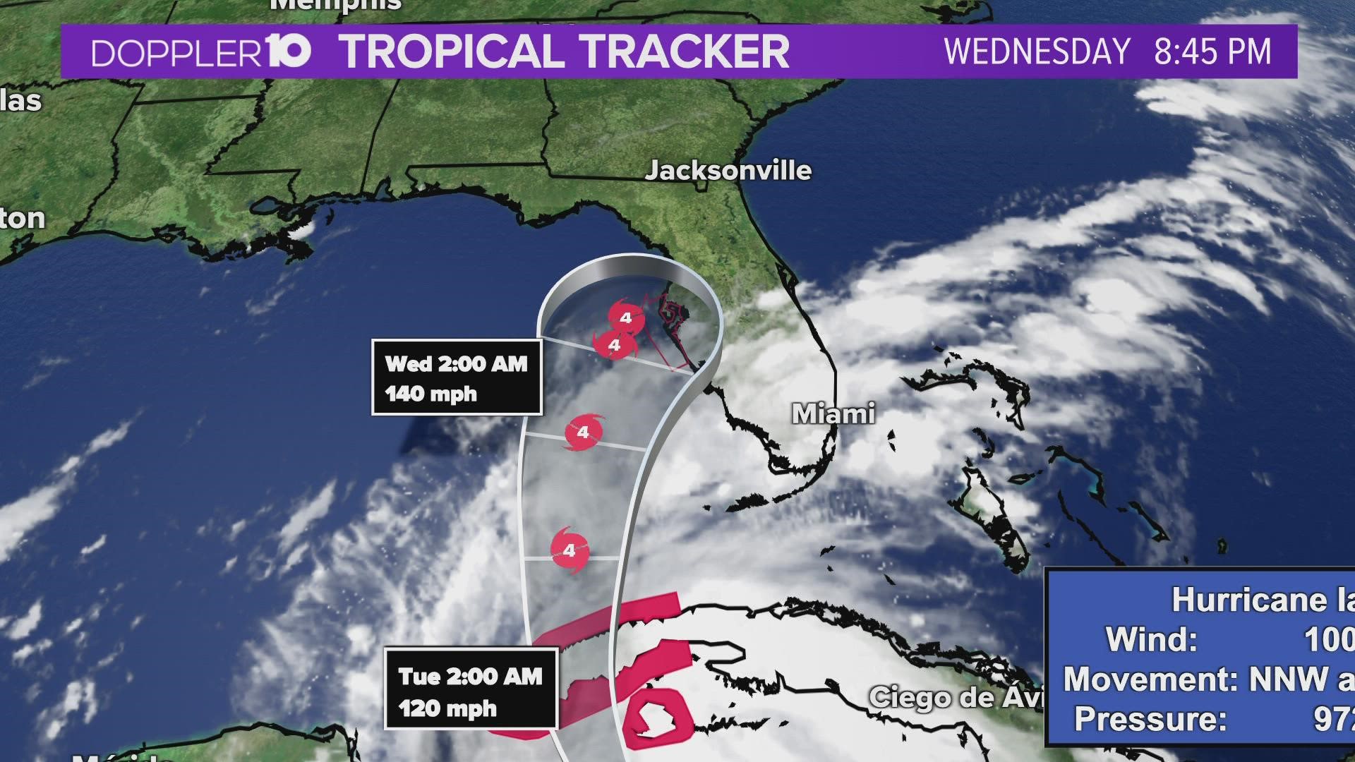 Hurricane Ian is nearing Cuba on a track to strike Florida as a Category 4 as early as Wednesday.