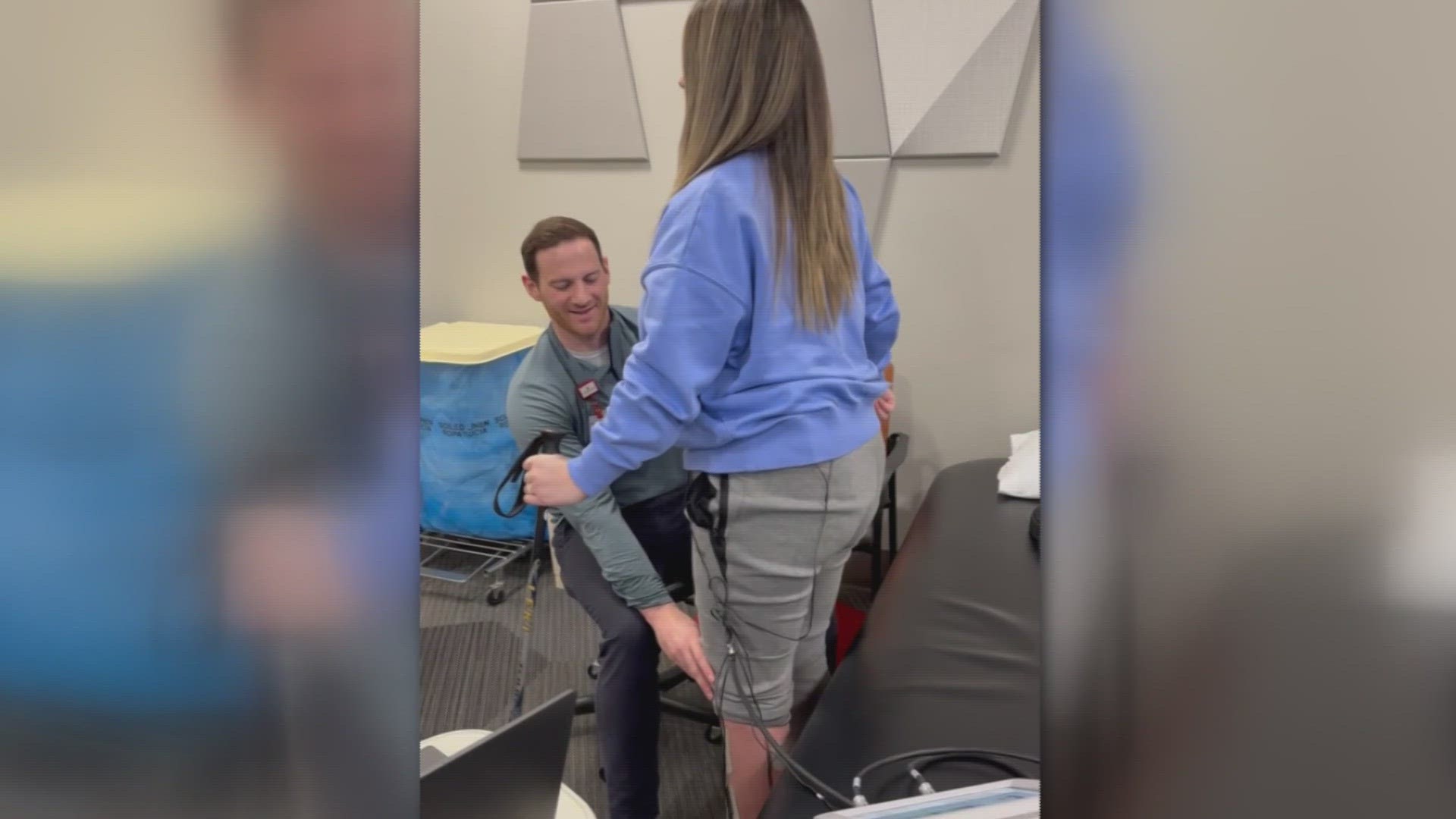 Leah Weiher became paralyzed from the waist down and doctors told her in November that they weren’t sure if she would ever walk again.