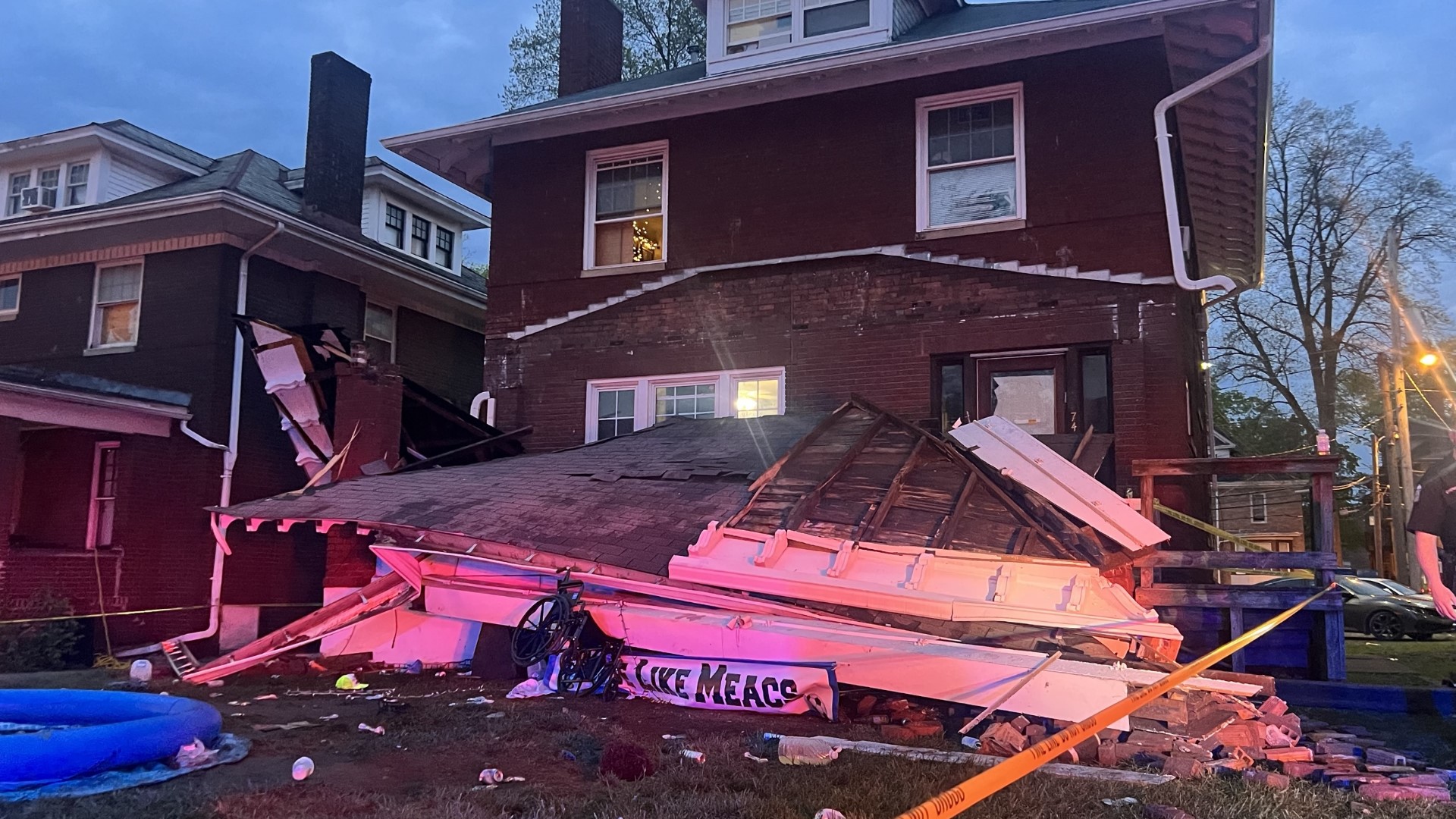 Officers responded to a call of a roof collapsing at a house in the 60 block of East 13th Avenue around 7:40 p.m.
