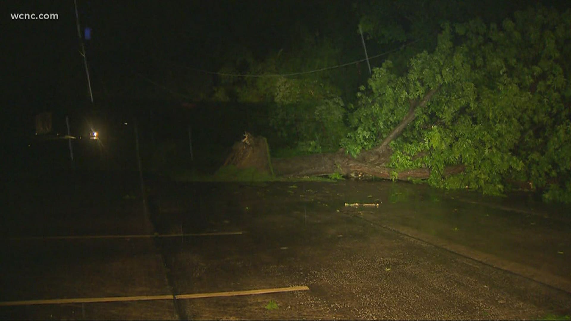 High winds, lightning and large hail brought plenty of damage during severe weather in the Carolinas Tuesday night.
