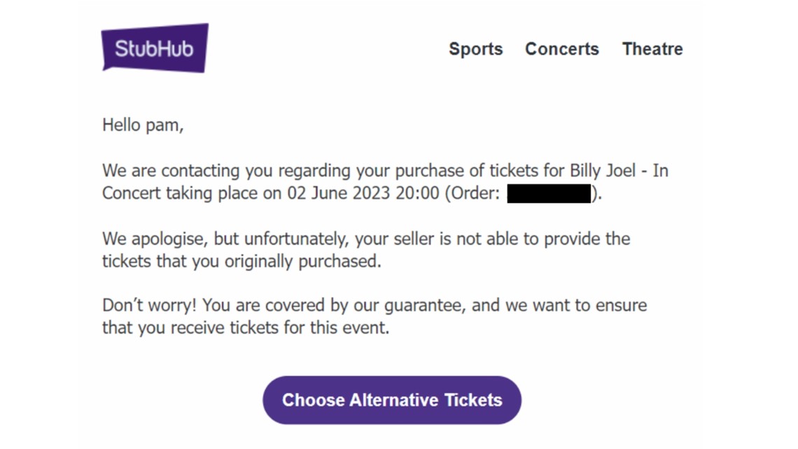 Paidfor concert tickets from StubHub disappear