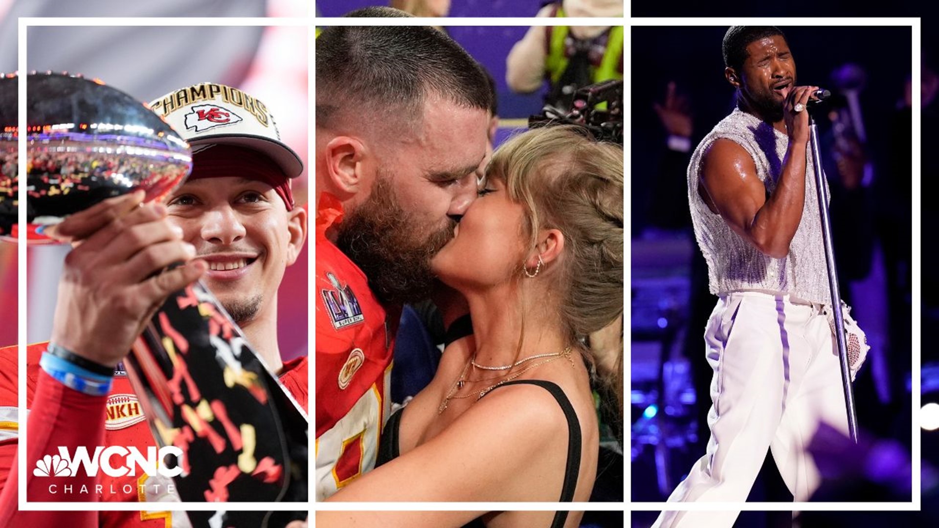 From Usher's epic halftime show to Patrick Mahomes' greatness and Taylor Swift's post-game kiss with Travis Kelce, these are the Super Bowl 58 moments we loved most.