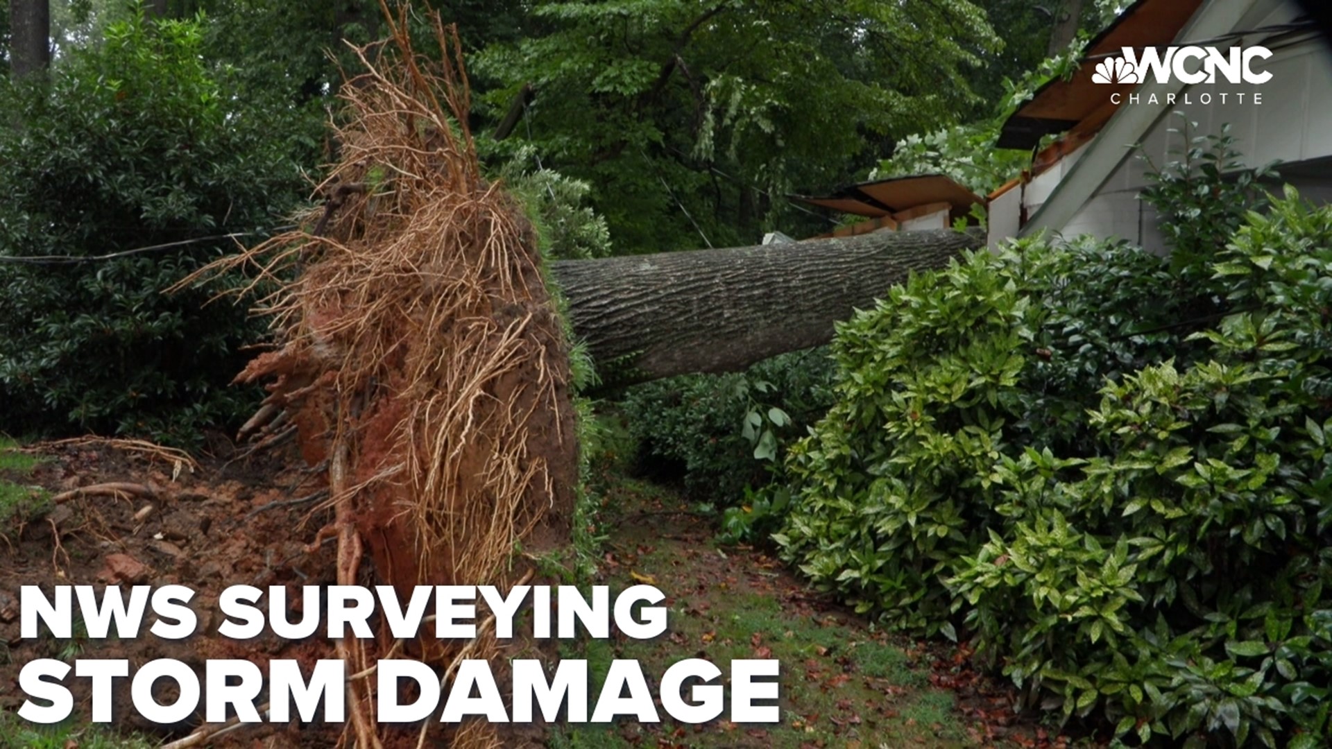 WCNC Charlotte meteorologist KJ Jacobs shows some of the damages left behind from Monday night's storms.