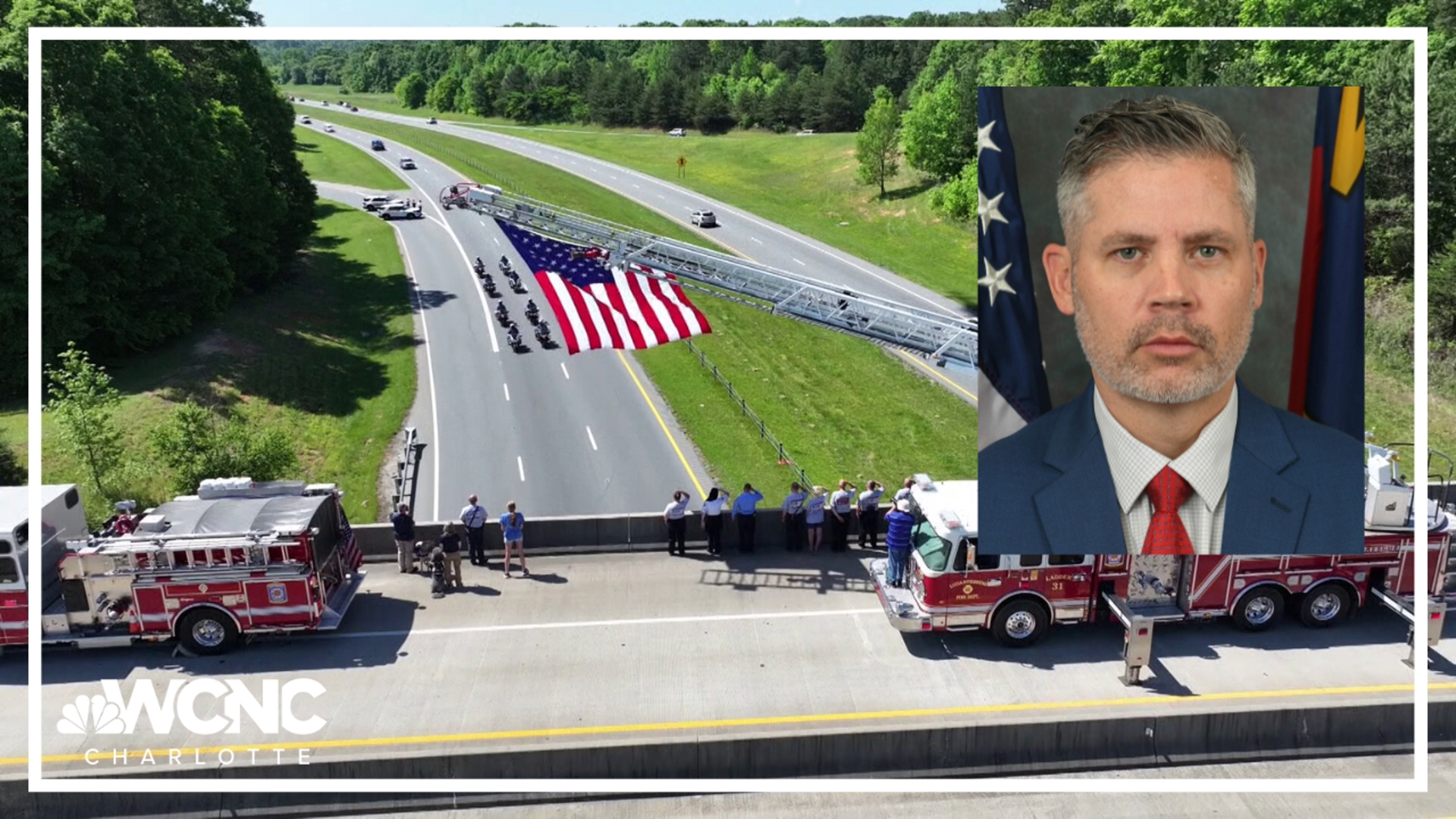 Dozens of law enforcement officers and members of the community lined the streets as the body of Alden Elliott was taken from Charlotte to the town of Newton.