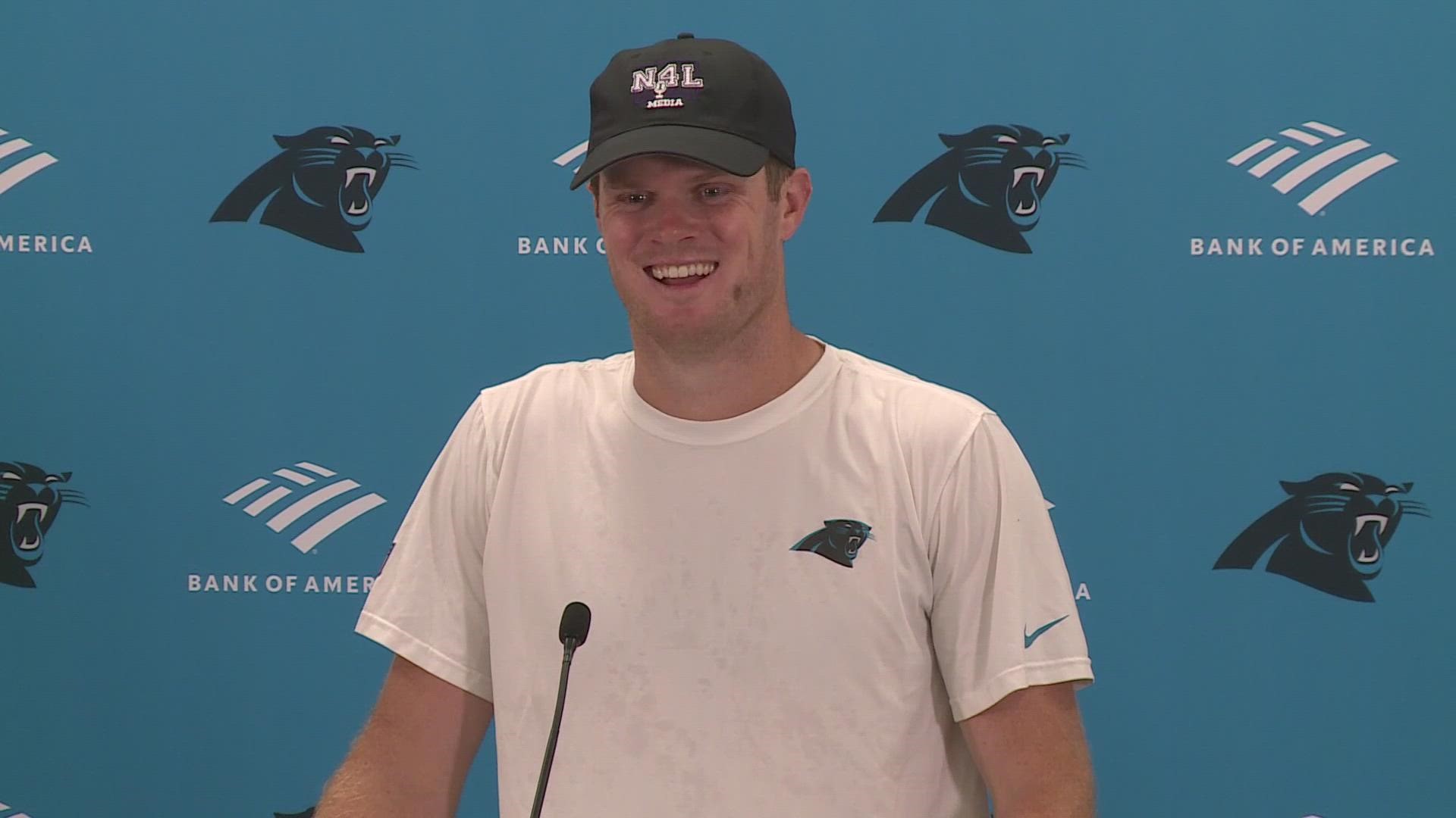 The new Carolina Panthers quarterback didn't provide his old team, the New York Jets, with any bulletin board material ahead of Sunday's opening game in Charlotte.