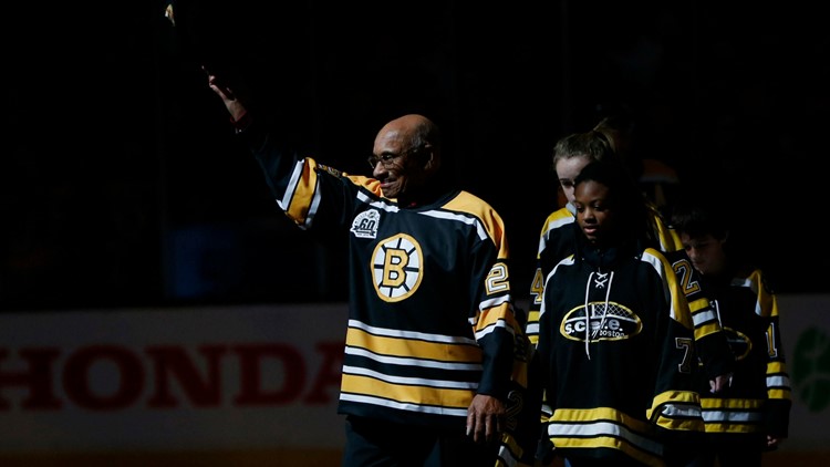 Willie O'Ree, the first Black player in NHL history, to have his no. 22 retired by Bruins