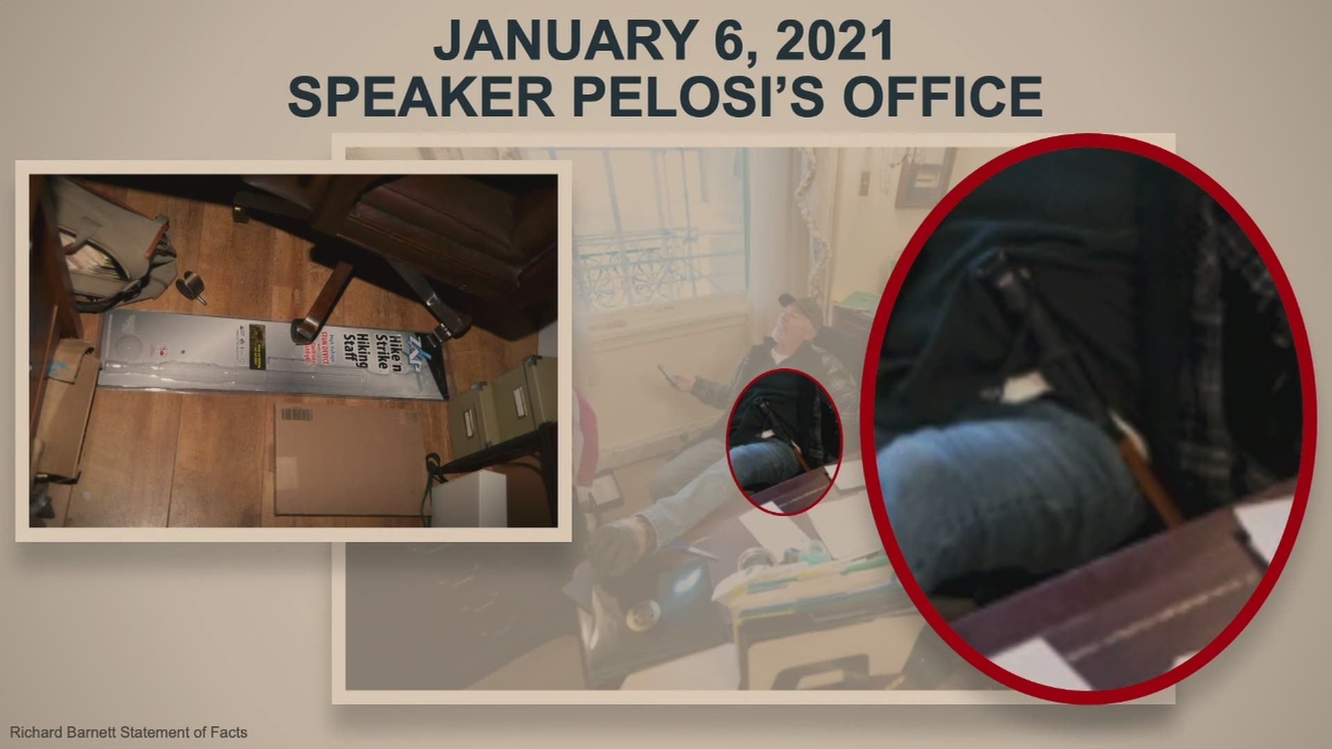 Richard "Bigo" Barnett of Arkansas is mentioned during Trump's Senate impeachment trial after storming Pelosi's office during Capitol Riot.