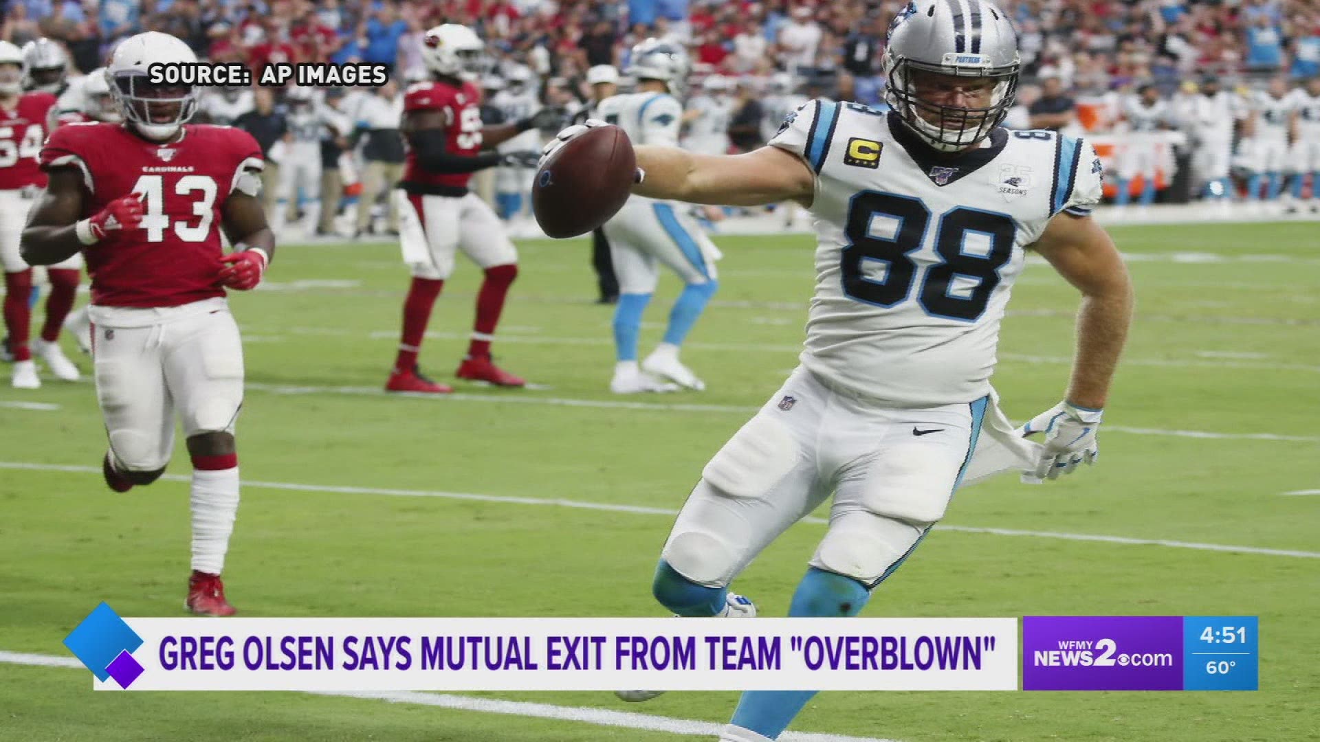 Olsen says leaving the Panthers, wasn't a 'mutual agreement.' WFMY discusses.