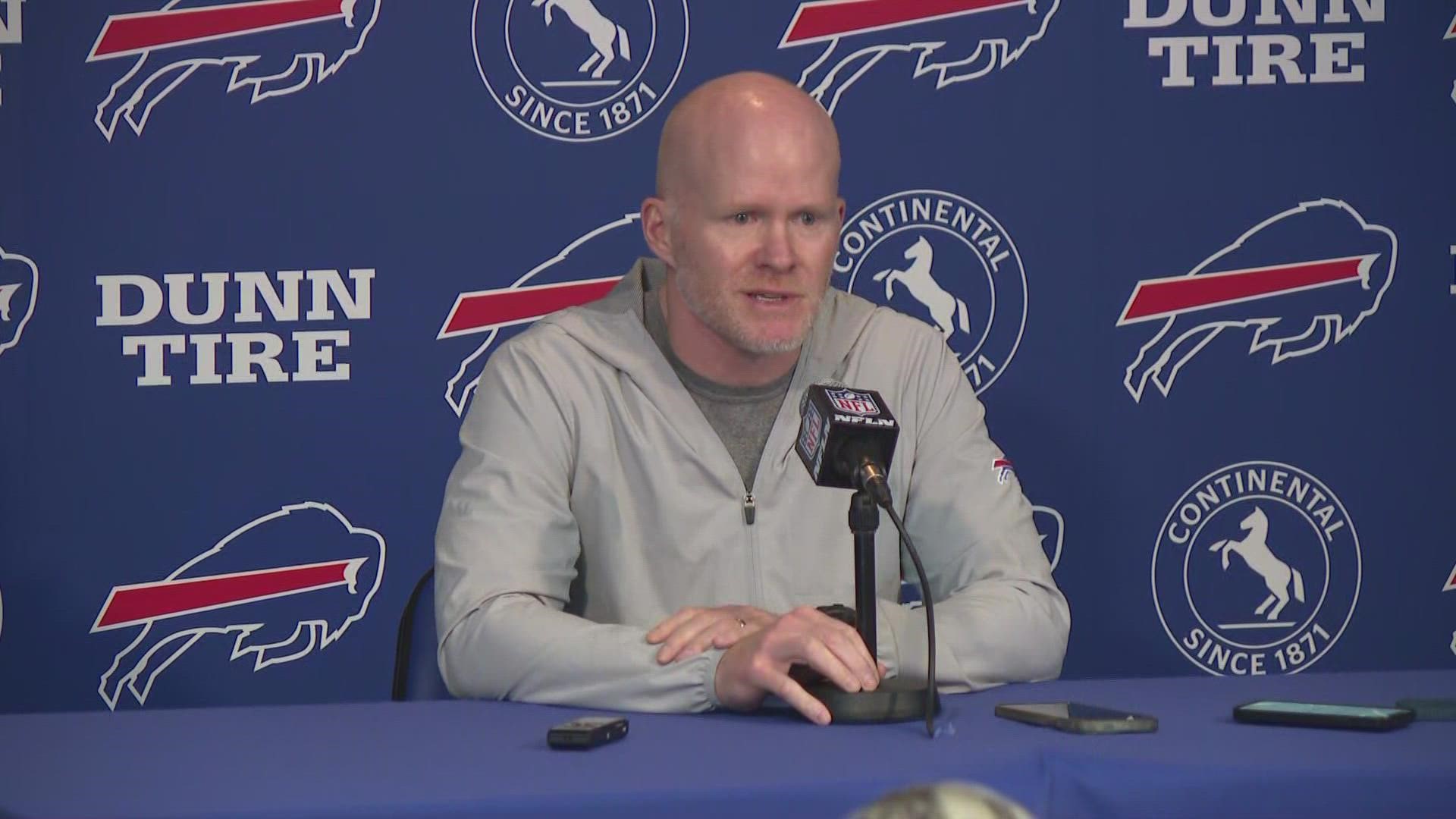 Buffalo Bills head coach Sean McDermott discusses upcoming playoff game against the Dolphins, Damar Hamlin release.