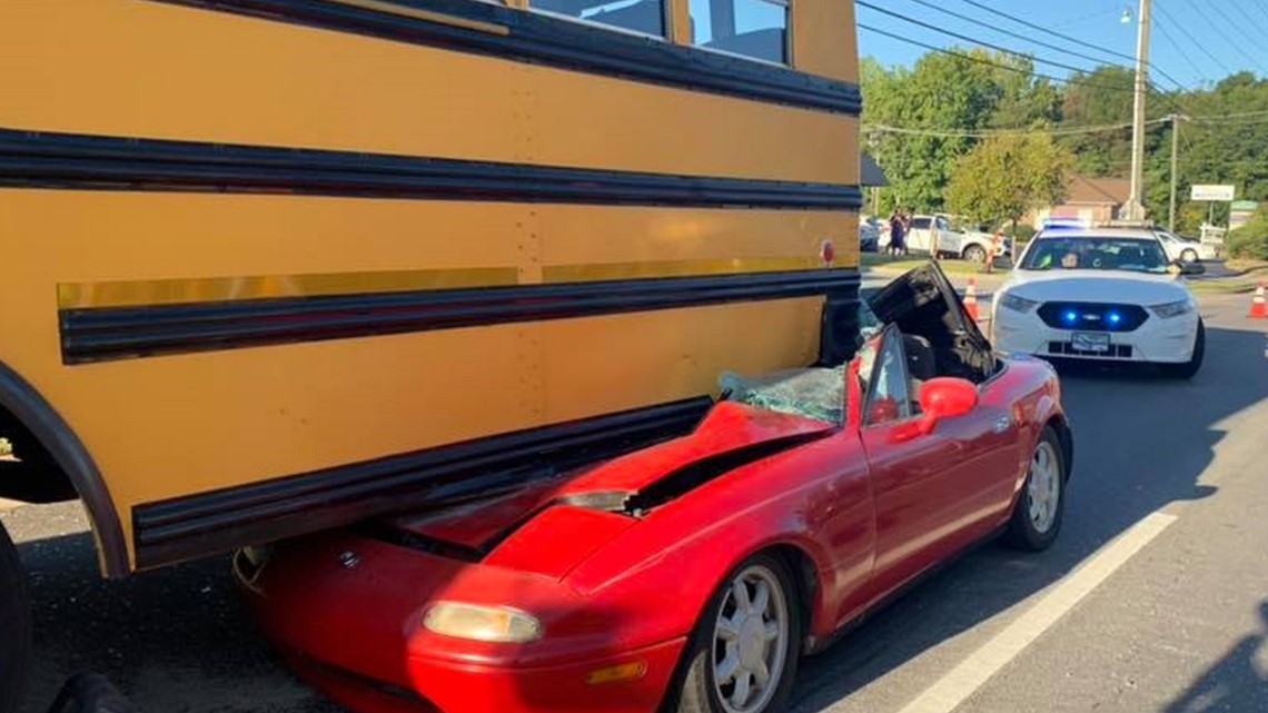 Convertible driver injured in collision with school bus | wltx.com