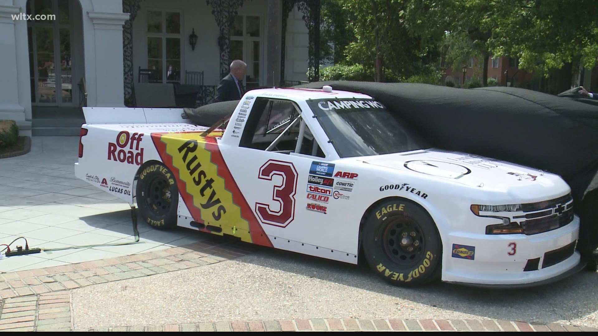 NASCAR Camping World Truck Series driver Jordan Anderson was at the Governor's Mansion where his paint scheme for next week's race in Darlington was unveiled.