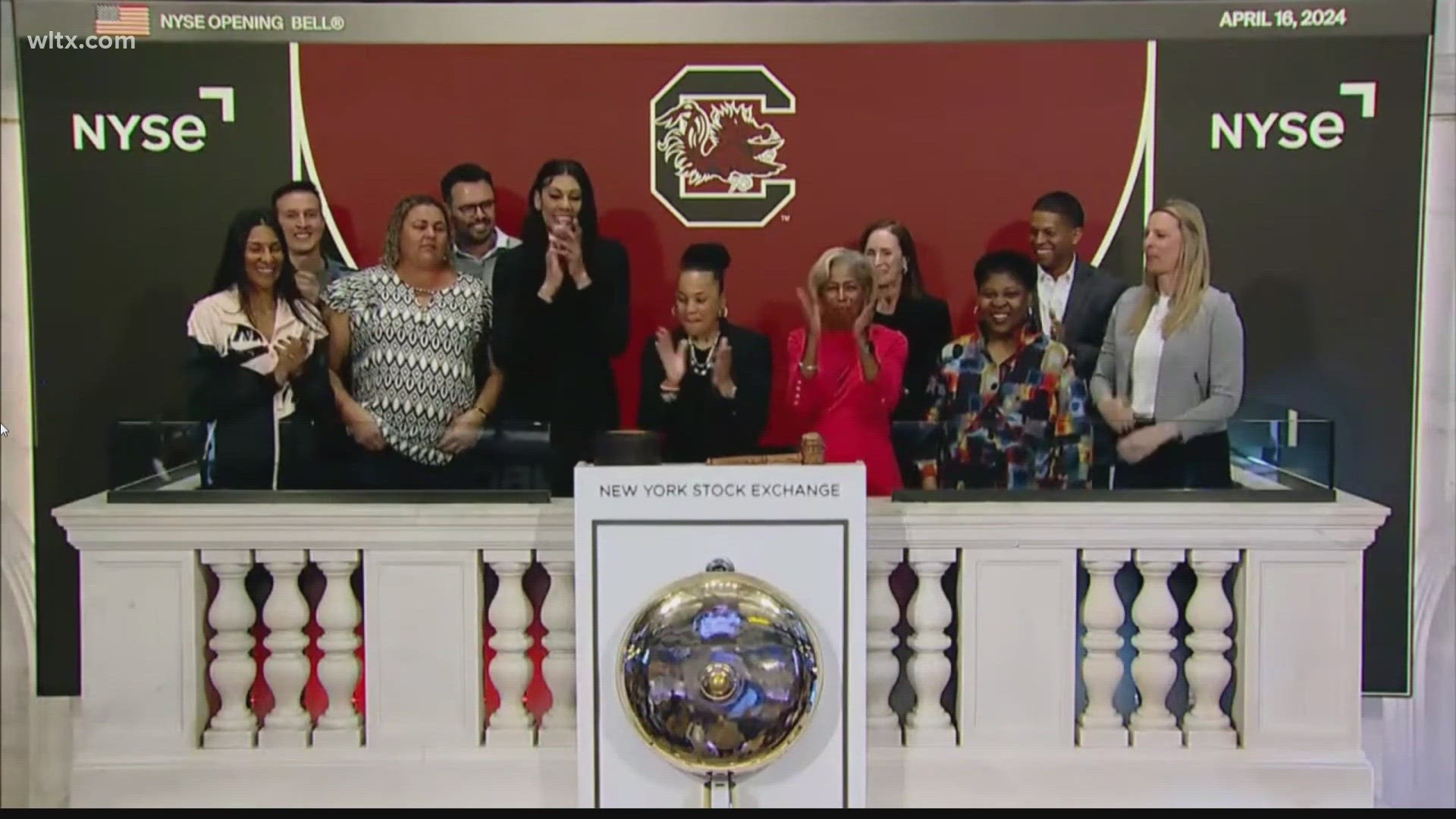 South Carolina Gamecocks Head Coach Dawn Staley and star player Kamilla Cardoso rang the bell at the New York Stock Exchange Tuesday.